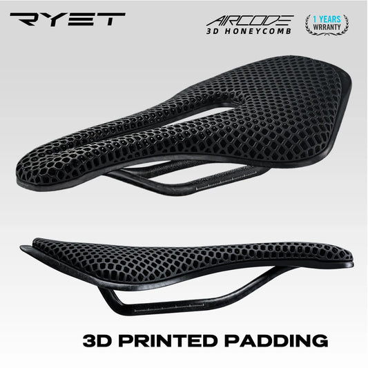 RYET 3D Printed Carbon Saddle Ultralight Hollow Breathable for MTB Gravel Road