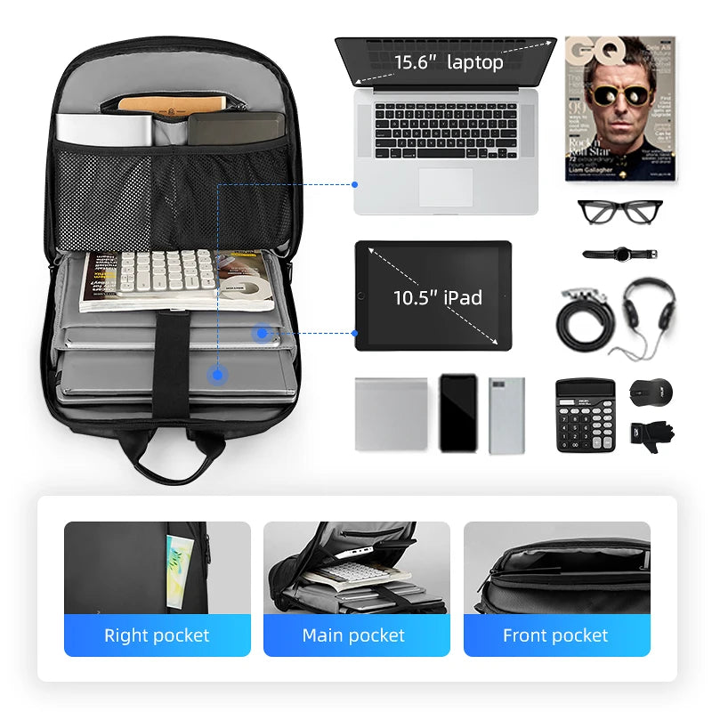 MARK RYDEN Thin Backpack For Laptop 15.6in Waterproof Minimalist Backpack Ykk Zipper-EXPROTAS