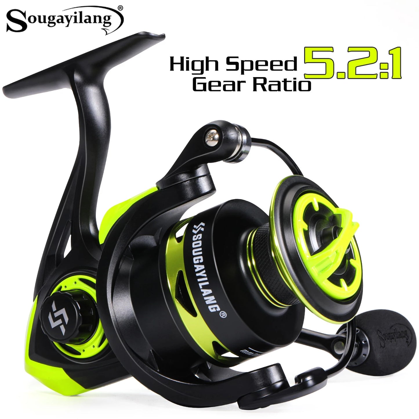 Sougayilang Spinning Fishing Reel 5.2:1 Max Drag 1000-7000 Series Metal Spool