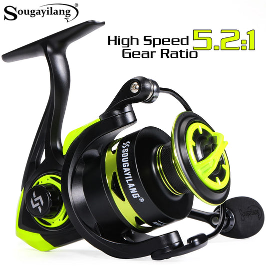 Sougayilang Spinning Fishing Reel 5.2:1 Max Drag 1000-7000 Series Metal Spool