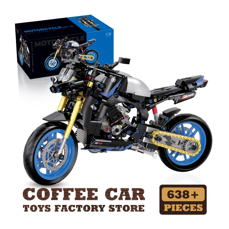 1:8 High-Tech Motorbike Building Blocks MOC Speed Racing Motorcycle Model Toy Gift