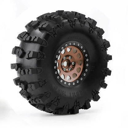 4pcs 2.2 Beadlock Wheels & Rubber Tires Set for 1/10 RC Crawler TRX4 SCX10 D90