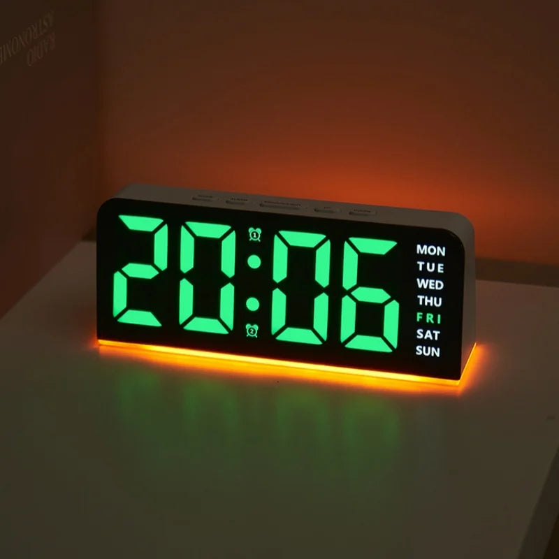 Mood Light Digital Alarm Clock USB LED Snooze Temperature Display 12/24H