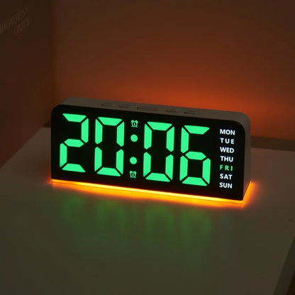 Mood Light Digital Alarm Clock USB LED Snooze Temperature Display 12/24H
