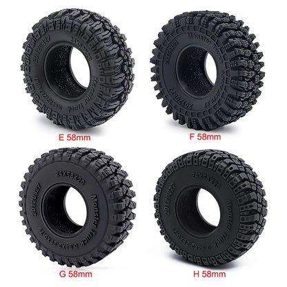 YEAHRUN 4Pcs 1.0inch Soft Rubber Wheel Tires 50/54/58/62/64/65mm for TRX-4M 1/18 Axial SCX24 1/24 RC Crawler Car Upgrade Parts-EXPROTAS