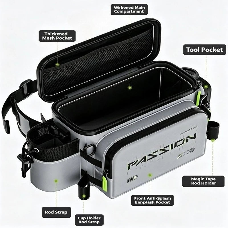 Fishing Waist Bag Waterproof Multifunctional Tackle Storage Shoulder Pack