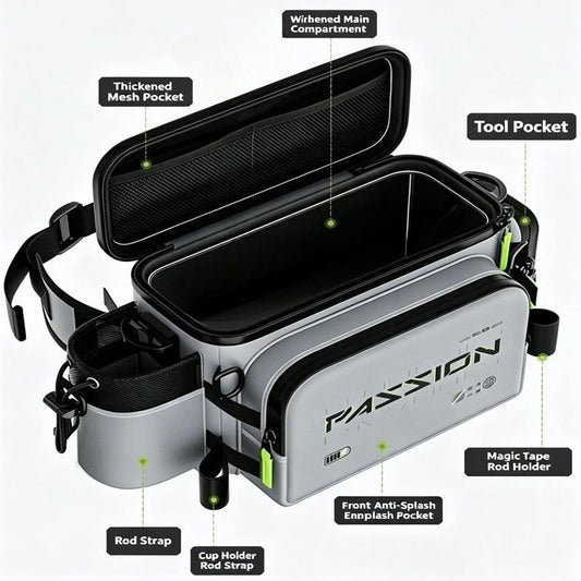 Fishing Waist Bag Waterproof Multifunctional Tackle Storage Shoulder Pack