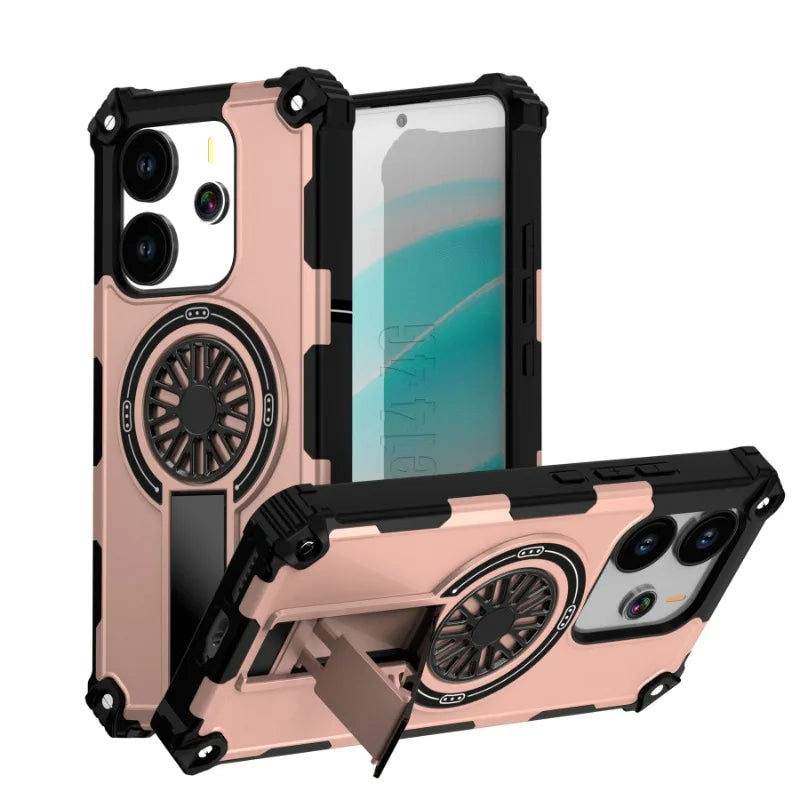 Redmi Note 14 4G 5G Pro Plus Magnetic Stand Armour Shockproof Hard Case