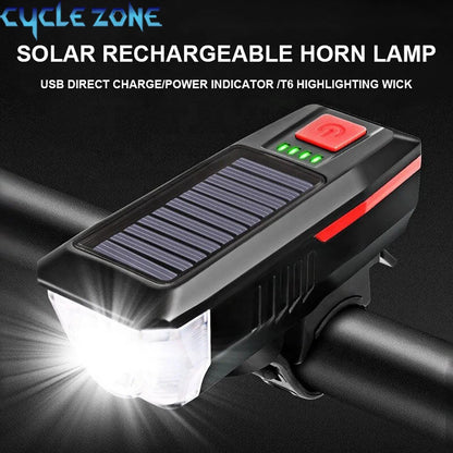 USB Rechargeable Bike Front Lamp LED Torch Mountain Bicycle Light with Horn