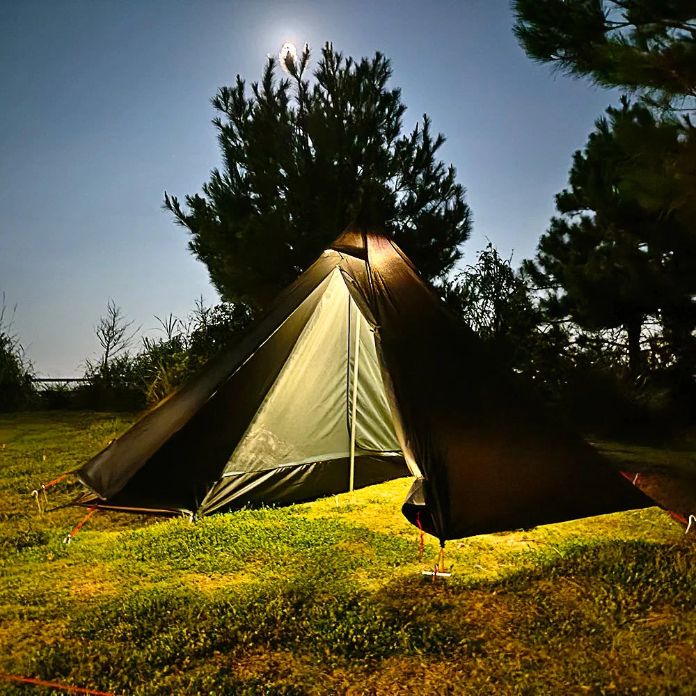 Camping Hot Tent with Chimney Window Outdoor Ultralight Tipi Teepee Tent Pyramid Double Layer Bushcraft 1 Person Tents Hot Tent-EXPROTAS