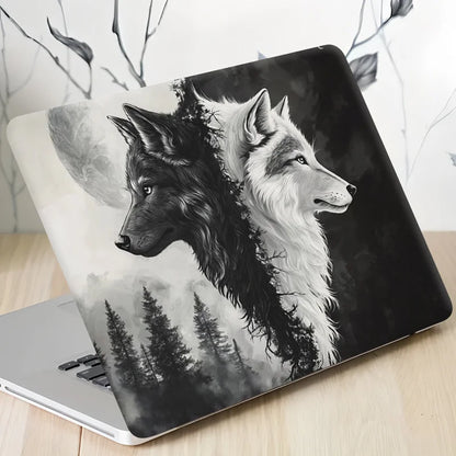 3 Art Scratch Protection Stickers for MacBook PC Chromebook - Wolf Full Moon