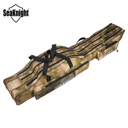Fishing Rod Bag Portable 3-Layer Foldable Storage Case for Reel Tackle Gear