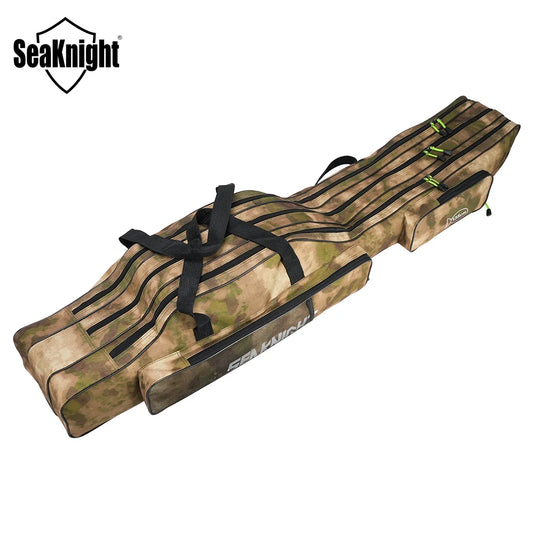 Fishing Rod Bag Portable 3-Layer Foldable Storage Case for Reel Tackle Gear