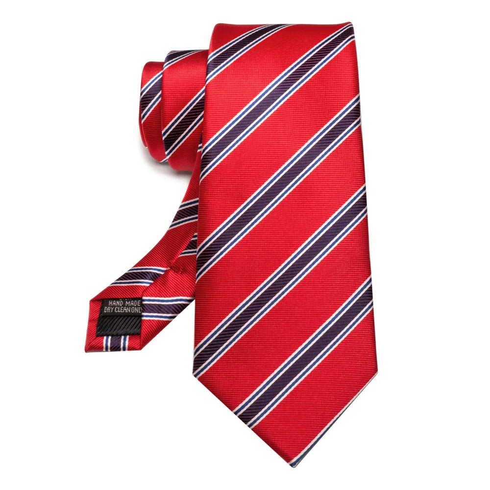 Mens Striped Neck Tie Red Formal Ties for Wedding Party Occasions