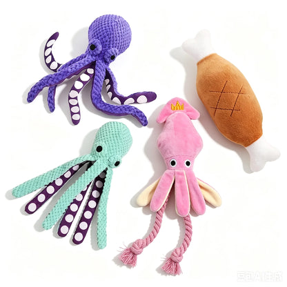 Octopus Plush Dog Toy Interactive Squeaky Chew Soft Pet for Dogs
