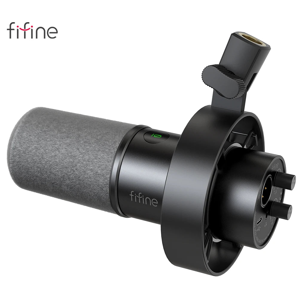 FIFINE USB/XLR Dynamic Microphone with Shock Mount,Touch-mute,Headphone Jack&Volume Control,for PC or Sound Card Recording -K688-EXPROTAS