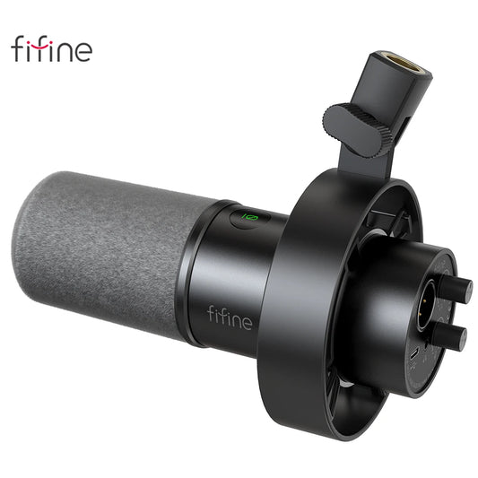 FIFINE USB/XLR Dynamic Microphone with Shock Mount,Touch-mute,Headphone Jack&Volume Control,for PC or Sound Card Recording -K688-EXPROTAS