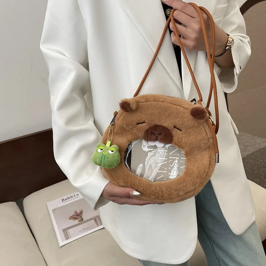 Kawaii Capybara Plush Shoulder Bag Mini Backpack Doll Kids Gift