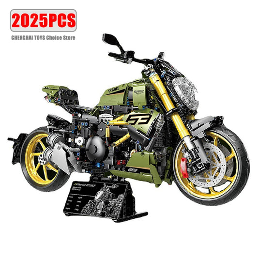 High Tech 1:5 Motorcycle City Sports Rapid Racing Motorbike Locomotive Moc Modular Brick Model Building Block Boy Gift Toy T4021-EXPROTAS
