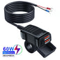 Dual USB Socket Motorcycle Charger 60W Waterproof PD QC3.0 Voltmeter Handlebar
