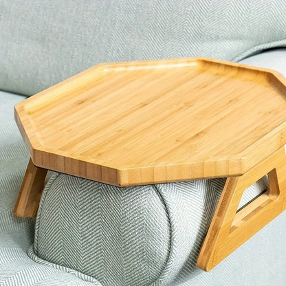 Foldable Wooden Sofa Tray Armrest Table Couch Snack Holder Living Room