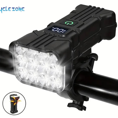 12 LED Bicycle Front Light Rechargeable Bike Horn MTB Safety Lamp Night Riding
