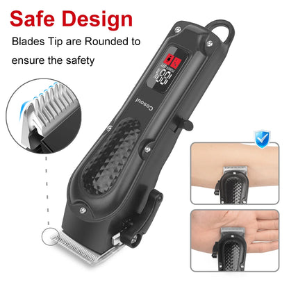 Big Capacity Battery Electric Hair Trimmer Cordless Beard Clippers Men LED