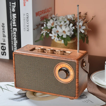 Mini Retro Wireless Bluetooth Speaker Portable FM Radio Music Player