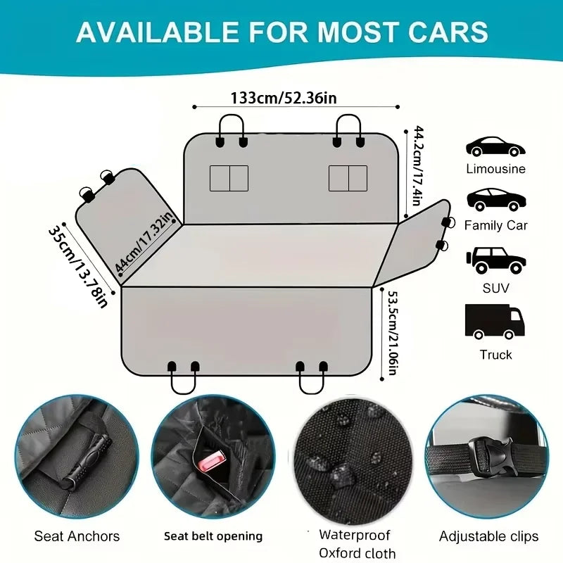 Dog Car Seat Cover Waterproof Non-Slip Hammock Rear Protector for Pets