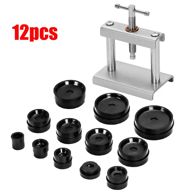 Watch Back Case Press Tool 12/18Pcs Repair Dies Fitting Closing Kit