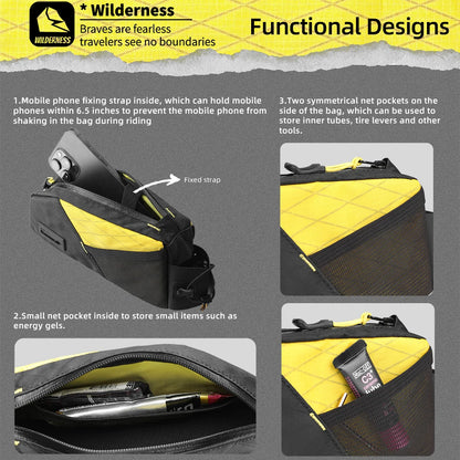 Rhinowalk Bike Top Tube Bag Screw Or Strap Fixing Water-Resistant  For Mtb&Road Bike Won't Touch Leg With Phone Fixing Strap