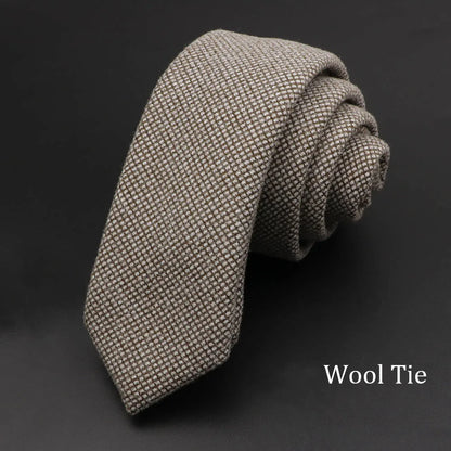 Men Necktie Wool Slim Brown Handmade Casual Ties Accessories