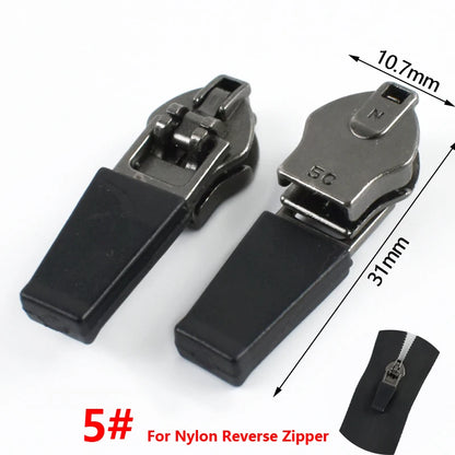 10/20/50Pcs 3# 5# Nylon Zipper Slider Formal/Reverse Zippers Head Resin Zip Tent Invisible Zips Pull Repair Kit Sewing Accessory