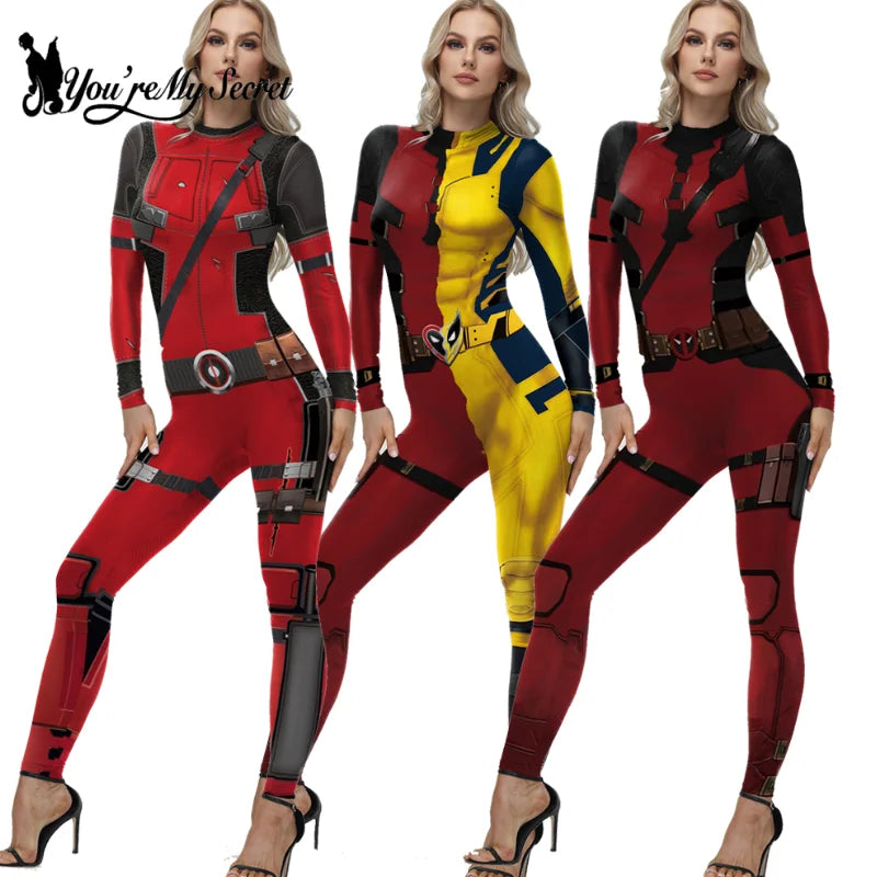 [You're My Secret] Cosplay Superhero Wolverine Deadpool Costume Anime Halloween Party Zentai Catsuit Women Men Bodysuit Jumpsuit-EXPROTAS