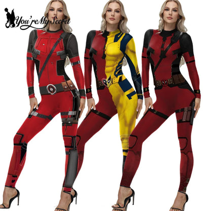 [You're My Secret] Cosplay Superhero Wolverine Deadpool Costume Anime Halloween Party Zentai Catsuit Women Men Bodysuit Jumpsuit-EXPROTAS