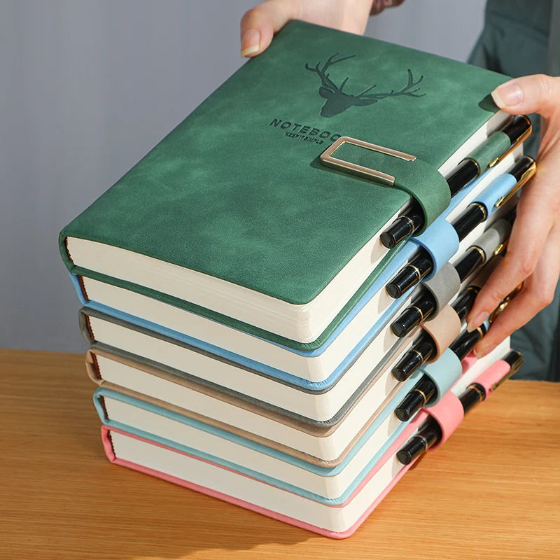 A5 Leather Notebook Cover with Bookmark - 200 Pages Journal Notepad