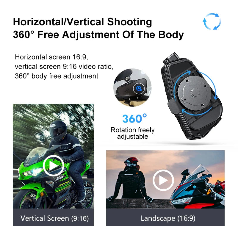 Q28 Motorcycle Helmet Bluetooth Headset 1080P HD Wireless Camera Super Wide-angle Lens IP66 Waterproof WiFi Video Recorder