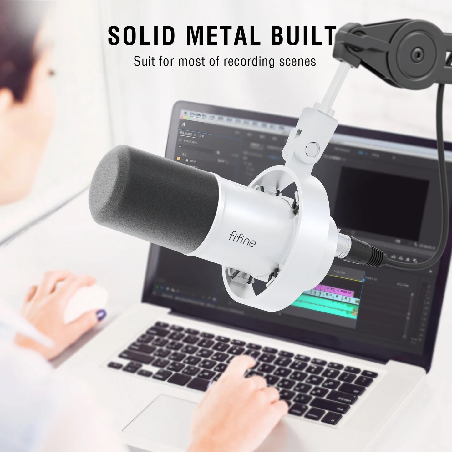 FIFINE K688 XLR/USB Dynamic Microphone with Monitoring Gain Knob Touch Mute for PC Mixer