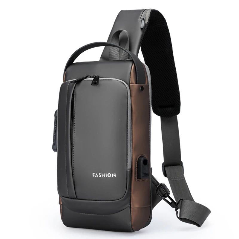Men's Anti-Theft Chest Bag Crossbody Sling Pack with USB Charging