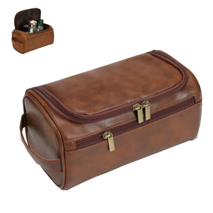 Leather Toiletry Bag Men Women Dopp Travel Hanging Large Cosmetic Wash Bags