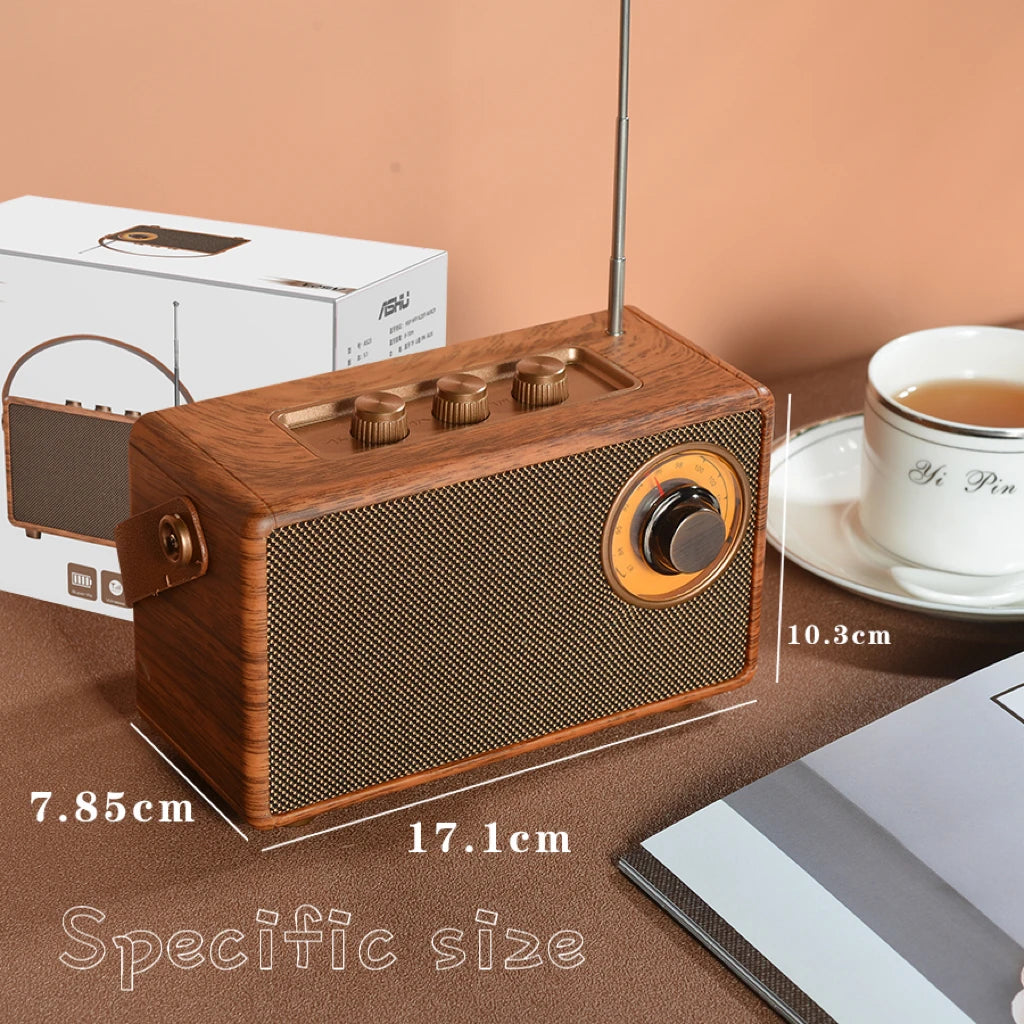 Mini Retro Wireless Bluetooth Speaker Portable FM Radio Music Player