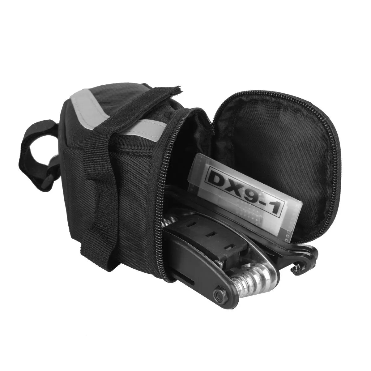 B-SOUL 1L Bike Saddle Bag Small Rear Seat Storage Pouch Tool Kit Reflective Black