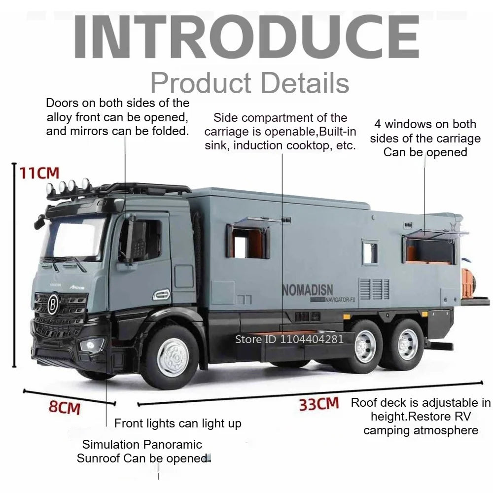 1:18 Folding Rearview Mirror Off-road RV Diecast Model with Sound & Light