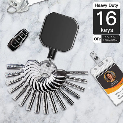 Heavy Duty Retractable Keychain Carabiner Clip w/ 28" Steel Wire Cord