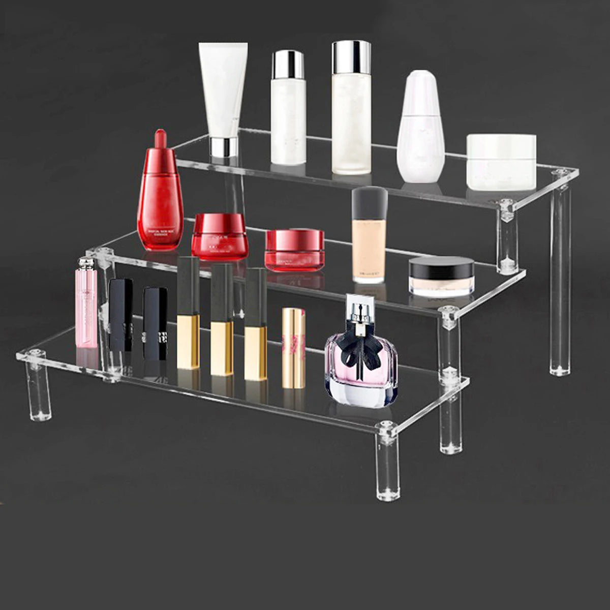 Acrylic Display Stand 1-4 Tier Transparent Shelf for Cupcake Perfume Doll