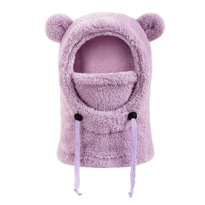 Warm Winter Hats for Kids 3-14 Years with Plush Scarf Boys Girls