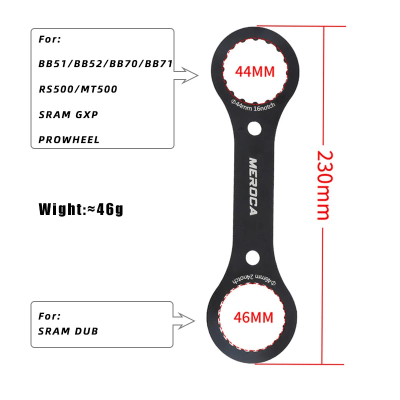 Bottom Bracket Wrench MEROCA 44/46/49mm 16/24 Notch for IXF BB51 BB52 DUB