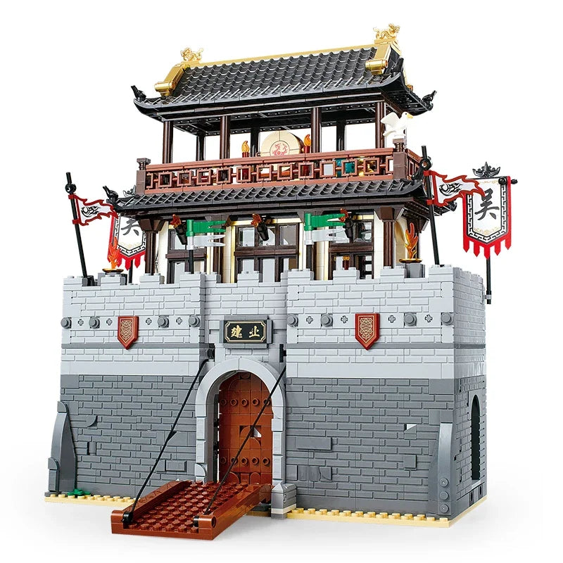 Three Kingdoms City Siege Building Blocks Ancient Military Turret Car Bricks Toy Gift
