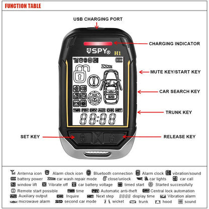 SPY Two Way Car Alarm System Full Set Immobilization Remote Starter Keyless Entry Automotive Smart Start Stop Button Lock Kit-EXPROTAS