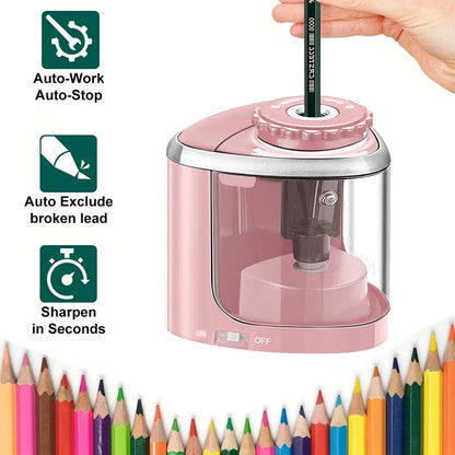 Desktop Automatic Pencil Sharpener Electric for 6-8mm Pencils School Office